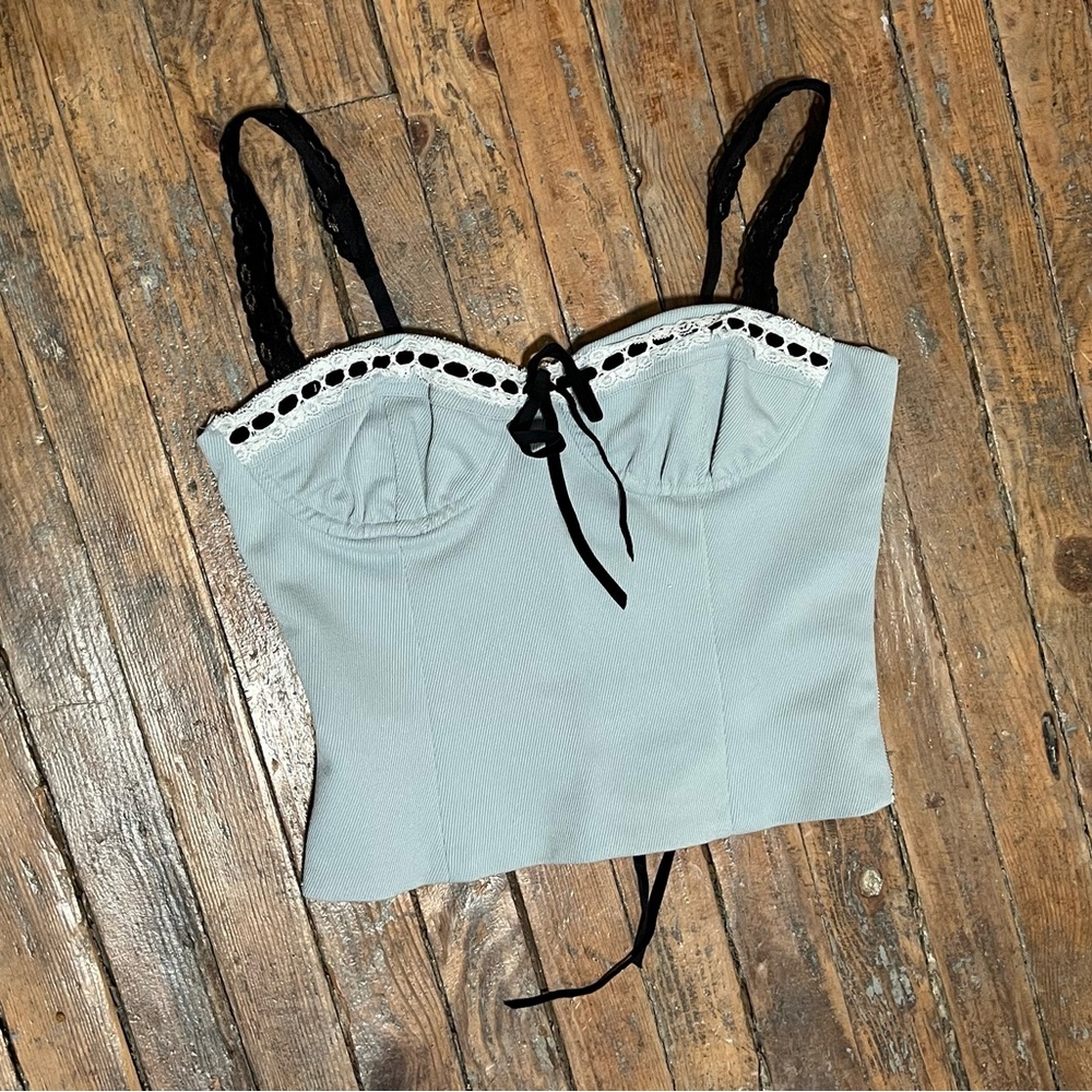 With Jean baby blue corset top